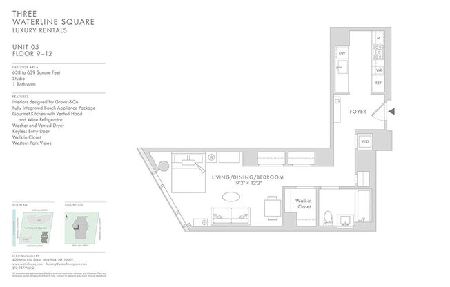 Studio, 1 bath, 638 sqft, $6,115, Unit 1205