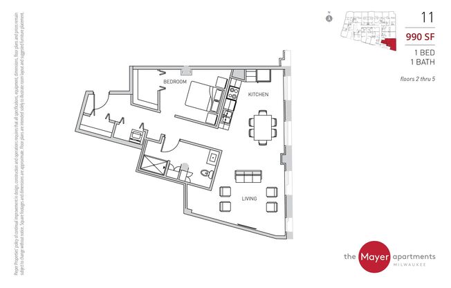 1 bed, 1 bath, 990 sqft, $2,100, Unit 211