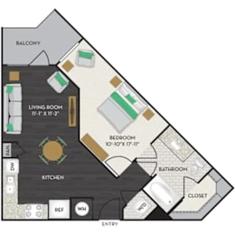 1 bed, 1 bath, 654 sqft, $1,447