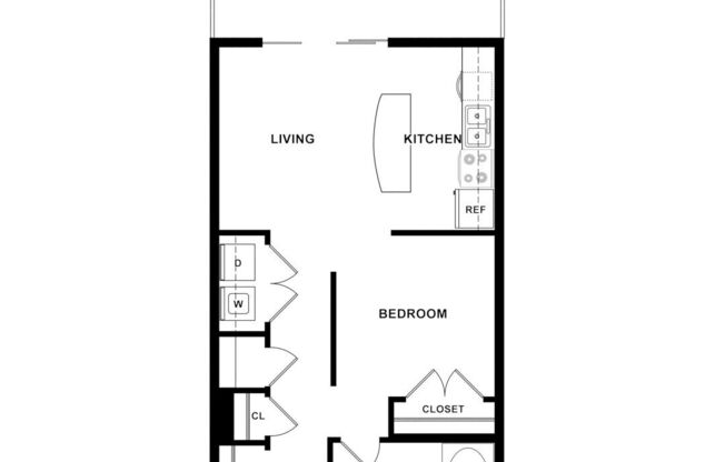 Studio, 1 bath, 518 sqft, $1,395