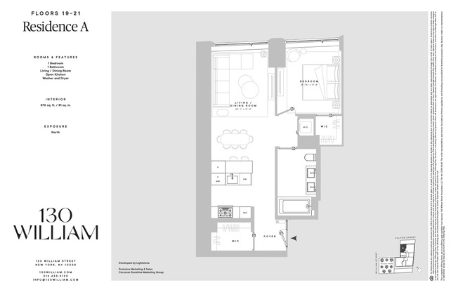 1 bed, 1 bath, 870 sqft, $7,950, Unit 21A