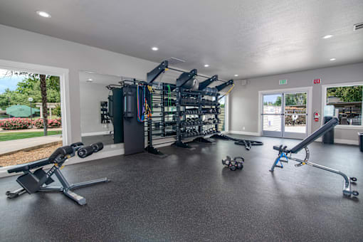Fitness Center with large windows