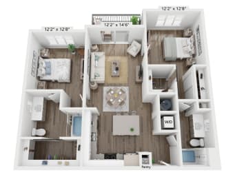 2 beds, 2 baths, 1,186 sqft, $3,125