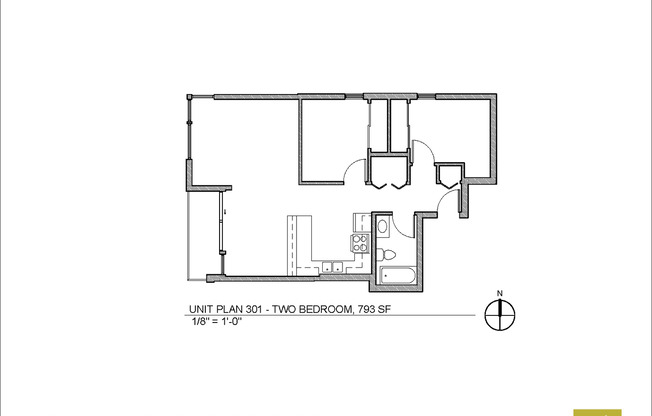 2 beds, 1 bath, 793 sqft, $1,910, Unit 301