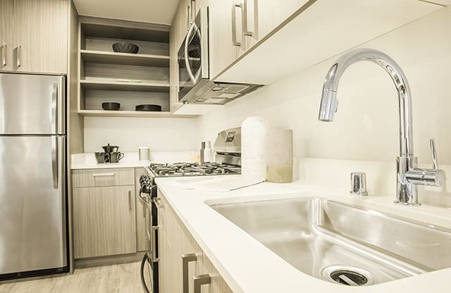Kitchen with stainless steel appliances