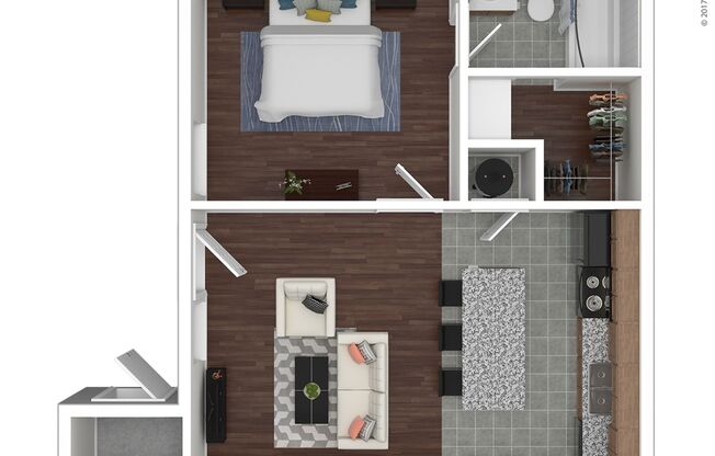 1 bed, 1 bath, 460 sqft, $750, Unit 17-17CC