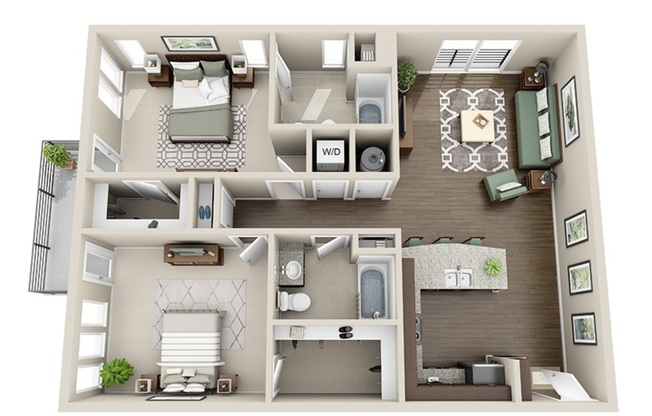 2 beds, 2 baths, 1,164 sqft, $1,752