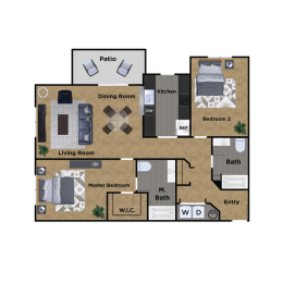 2 beds, 2 baths, 1,126 sqft, $1,625