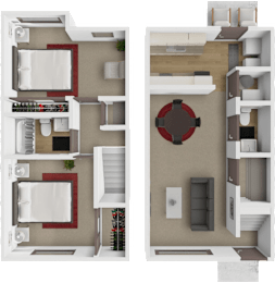 2 beds, 1.5 baths, 960 sqft, $1,075