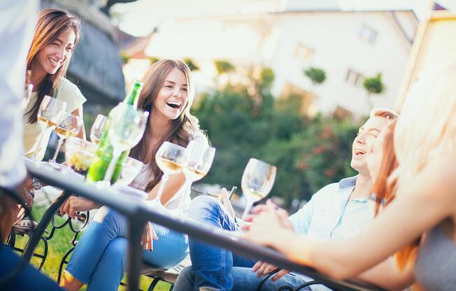 Happy Residents Gathering Outdoors