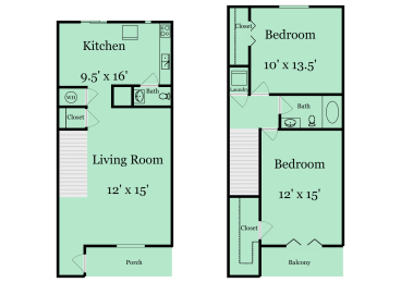 2 beds, 1.5 baths, 1,250 sqft, $1,434