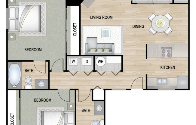 2 beds, 2 baths, 920 sqft, $2,029.85, Unit R202