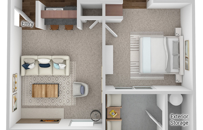 1 bed, 1 bath, 500 sqft, $742