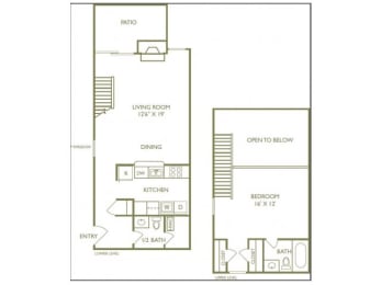 1 bed, 1.5 baths, 826 sqft, $1,212