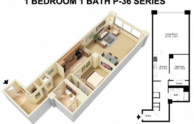1 bed, 1 bath, 1,495 sqft, $1,637