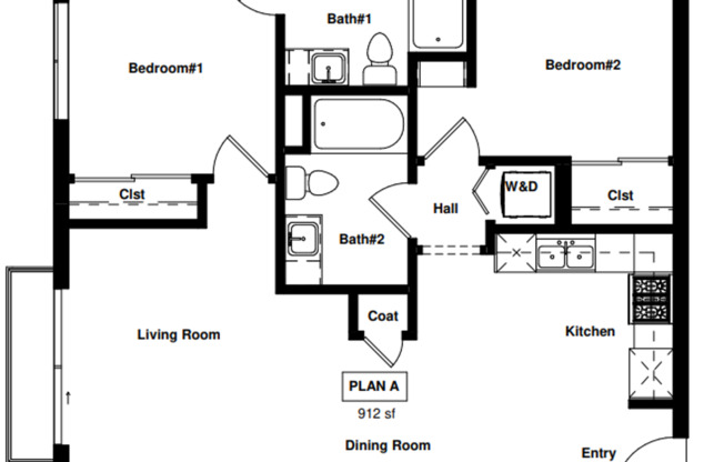 2 beds, 2 baths, 911 sqft, $2,795, Unit 306