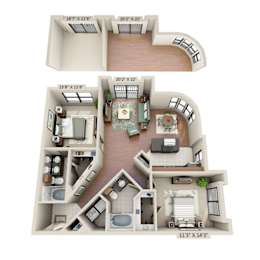 2 beds, 2 baths, 1,198 sqft, $1,739