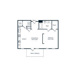 Studio, 1 bath, 609 sqft, $1,228