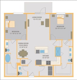 2 beds, 2.5 baths, 1,348 sqft, $2,000