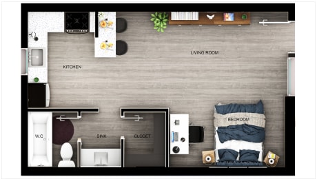 Studio, 1 bath, 470 sqft, $1,097