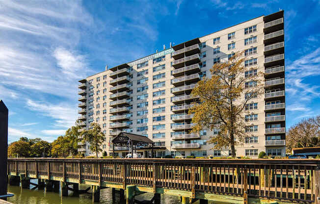 Building exterior with River at The Lafayette, Norfolk, VA