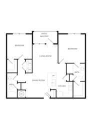 2 beds, 2 baths, 1,097 sqft, $1,540