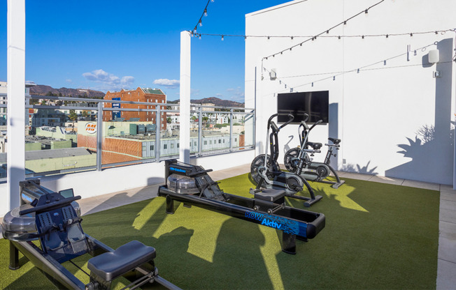 Outdoor fitness area with stunning views