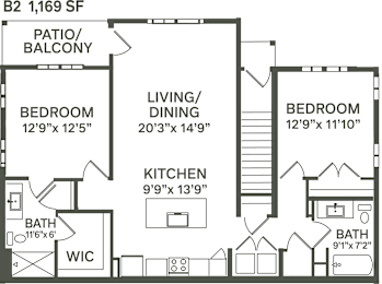 2 beds, 2 baths, 1,169 sqft, $1,898