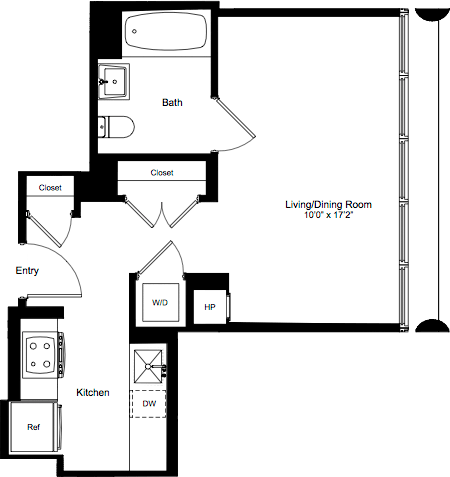 Studio, 1 bath, 447 sqft, $5,077, Unit 18G