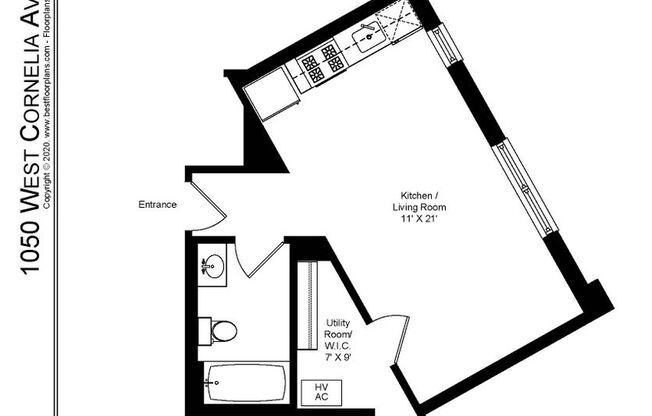 Studio, 1 bath, 351 sqft, $2,150, Unit 1050-202