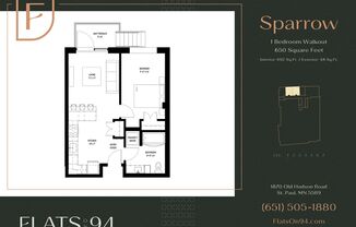 1 bed, 1 bath, 560 sqft, $1,344, Unit 213 - Boundary