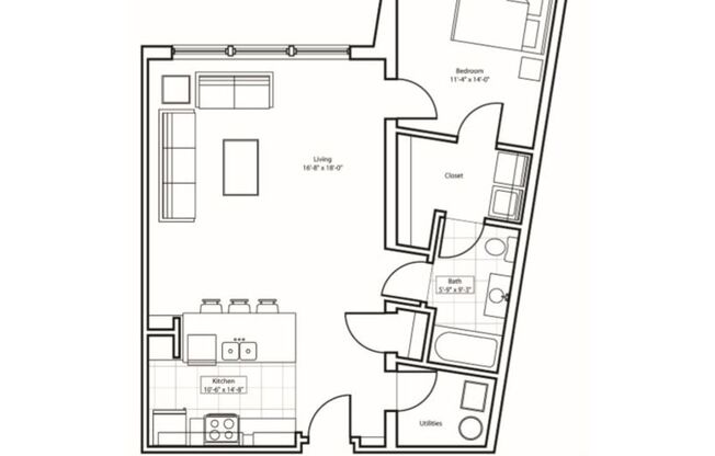 1 bed, 1 bath, 869 sqft, $1,529