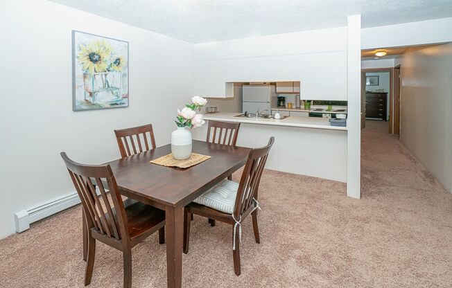 Dining Room and Kitchen View at Kuder Estates Apartments, MRD Conventional, Indiana, 46582