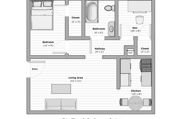 2 beds, 1 bath, 725 sqft, $814, Unit 4525-02