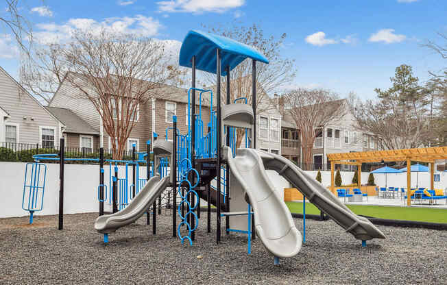 our playground has a variety of slides and equipment for kids to play on