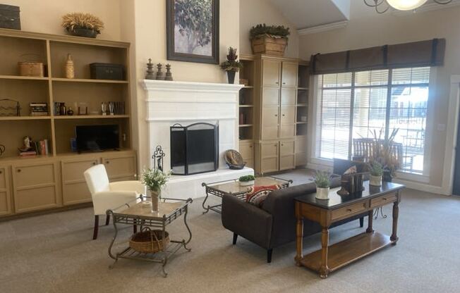 a living room with a couch and a television