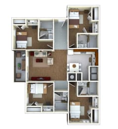 4 beds, 4 baths, 361 sqft, $1,300