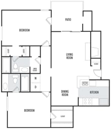 2 beds, 2 baths, 976 sqft, $1,202