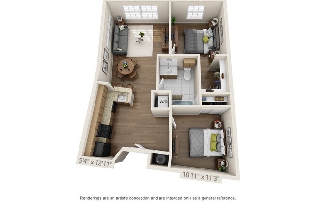 2 beds, 1 bath, 724 sqft, $2,395, Unit 105