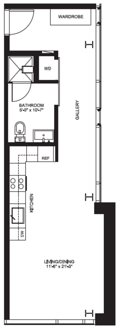 Studio, 1 bath, 472 sqft, $1,515