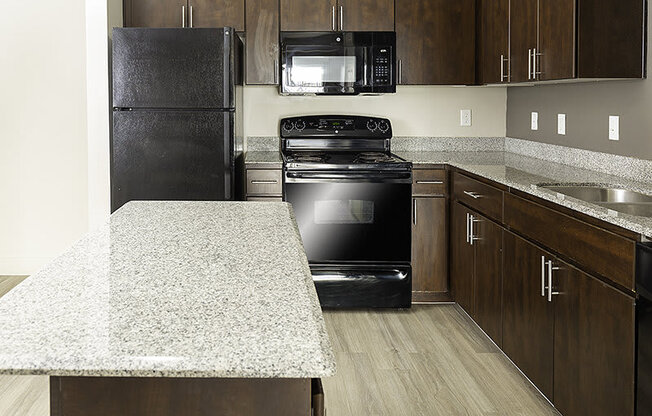 a kitchen and counter from The Lotus Apartments in Downtown Salt Lake City, Utah