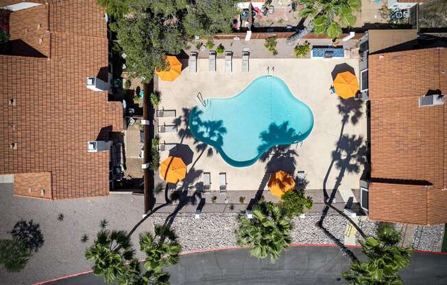 Arerial Pool View at Orange Tree Village Apartments in Tucson AZ