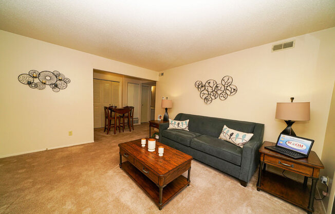 Open and Bright Living Room at Swiss Valley Apartments, Wyoming, 49509