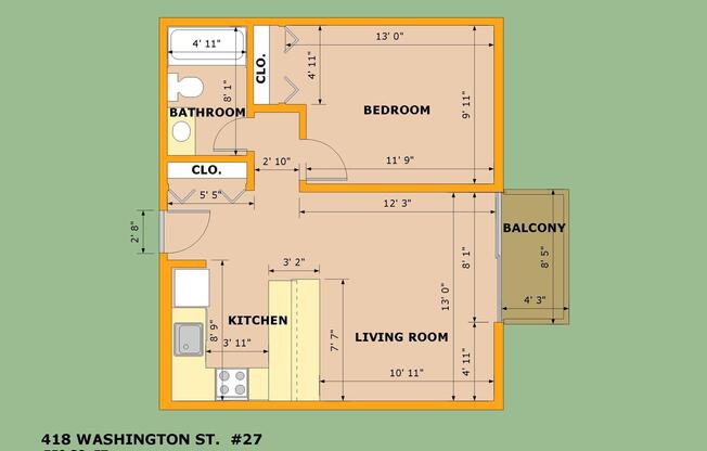 1 bed, 1 bath, 552 sqft, $1,900, Unit 04