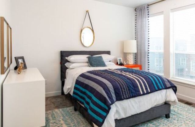 Beautiful Bright Bedroom With Wide Windows at Parc View Apartments & Townhomes, Midvale, Utah