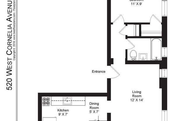 1 bed, 1 bath, 560 sqft, $1,675, Unit 520-G