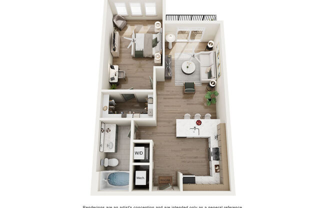 1 bed, 1 bath, 663 sqft, $1,545