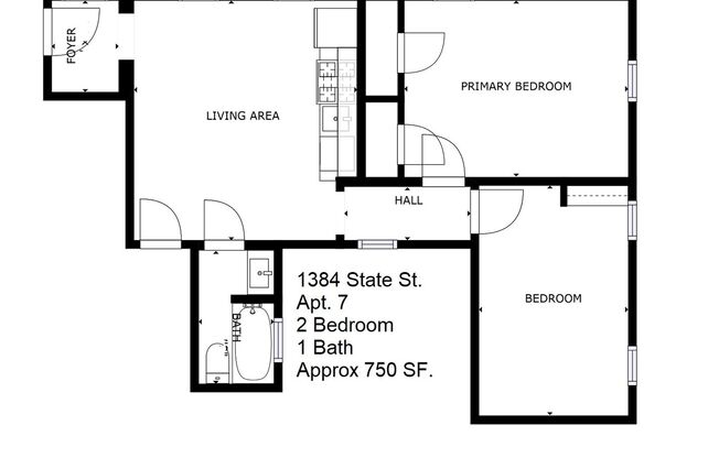 2 beds, 1 bath, 700 sqft, $1,595, Unit 1384 State Unit 7