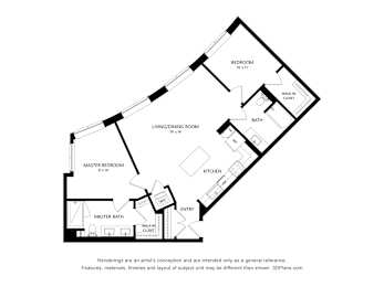 2 beds, 2 baths, 1,114 sqft, $3,319