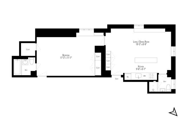 1 bed, 2 baths, $4,000, Unit 1205/1206